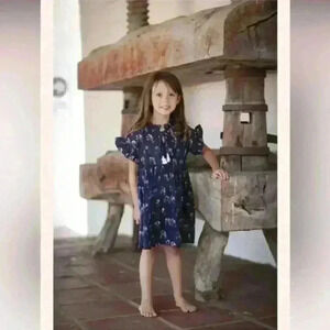 Poppet & Fox Jodhpur Leaves Woven Dress Toddler Cotton Short Sleeve Spring‎ 3